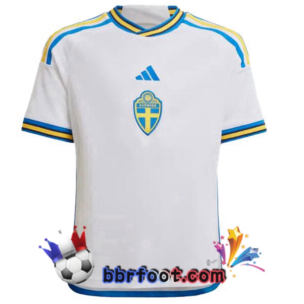 Maillots Equipe de Suede Exterieur Blanc 2022/2023 Maillots Equipe de Suede Exterieur Blanc 2022/2023