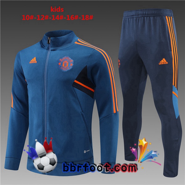 Veste Survetement Foot Manchester United Enfant Bleu 2022/2023