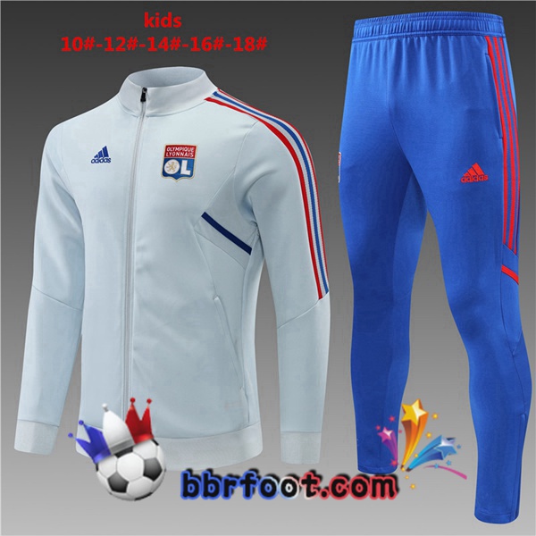 Veste Survetement Foot Lyon OL Enfant Gris 2022/2023