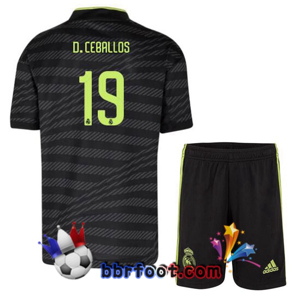 Maillot Foot Real Madrid (D. Ceballos 19) Enfant Third Noir 2022/2023
