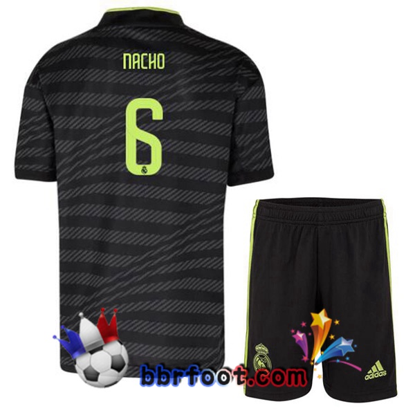 Maillot Foot Real Madrid (Nacho 6) Enfant Third Noir 2022/2023
