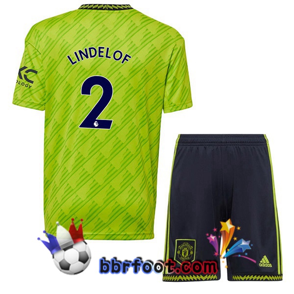 Maillot Foot Manchester United (LINDELOF 2) Enfant Third Vert 2022/2023