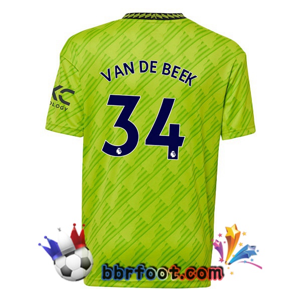 Maillot Foot Manchester United (VAN DE BEEK 34) Third Vert 2022/2023
