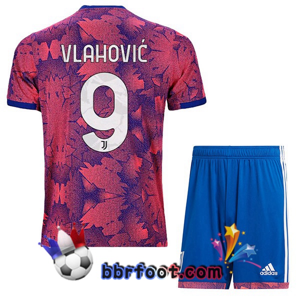 Maillot Foot Juventus (VLAHOVIĆ 9) Enfant Exterieur Rose 2022/2023