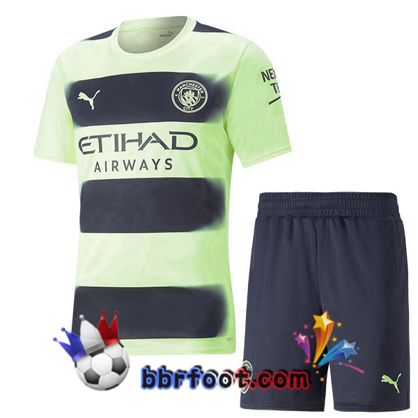 Maillot Foot Manchester City Enfant Third Vert Noir 2022/2023 Maillot Foot Manchester City Enfant Third Vert Noir 2022/2023