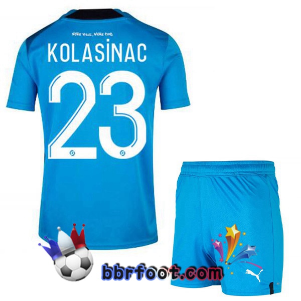 Maillot Foot Marseille OM (KOLASINAC 23) Enfant Third Bleu 2022/2023