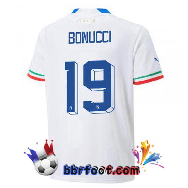 Maillots Equipe de Italie(Bonucci 19)Exterieur Blanc 2022/2023