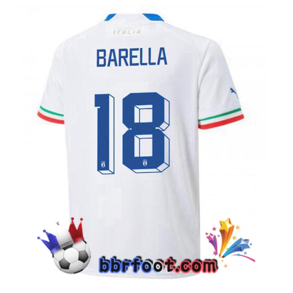 Maillots Equipe de Italie(Barella 18)Exterieur Blanc 2022/2023