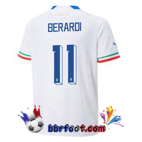 Maillots Equipe de Italie(Berardi 11)Exterieur Blanc 2022/2023