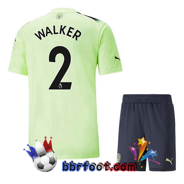 Maillot Foot Manchester City (Kyle Walker 2) Enfant Third Vert Noir 2022/2023