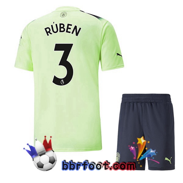 Maillot Foot Manchester City (Ruben Dias3) Enfant Third Vert Noir 2022/2023