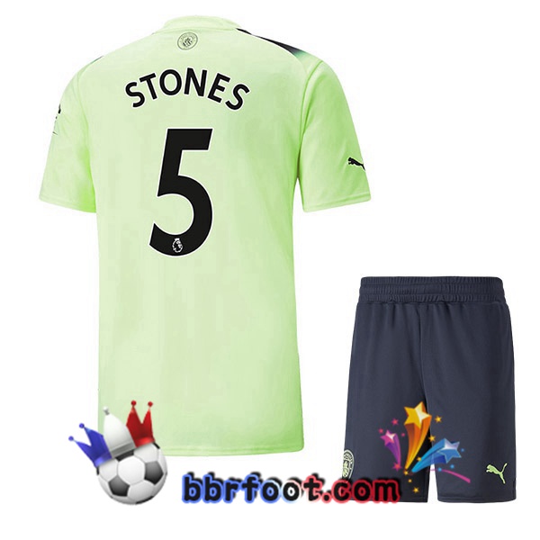 Maillot Foot Manchester City (John Stones 5) Enfant Third Vert Noir 2022/2023