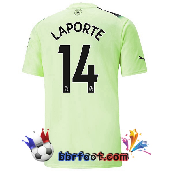 Maillot Foot Manchester City (Aymeric Laporte 14) Third Vert Noir 2022/2023