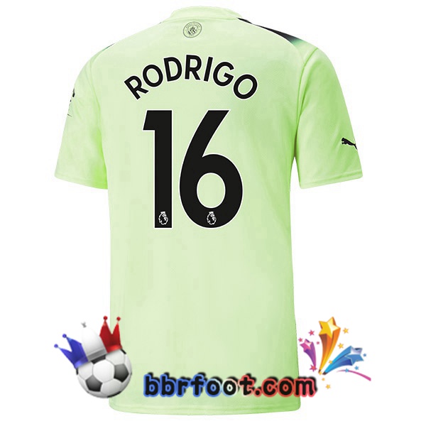 Maillot Foot Manchester City (Rodrigo 16) Third Vert Noir 2022/2023