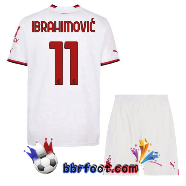 Maillot Foot AC Milan (IBRAHIMOVIĆ 11) Enfant Exterieur Blanc 2022/2023