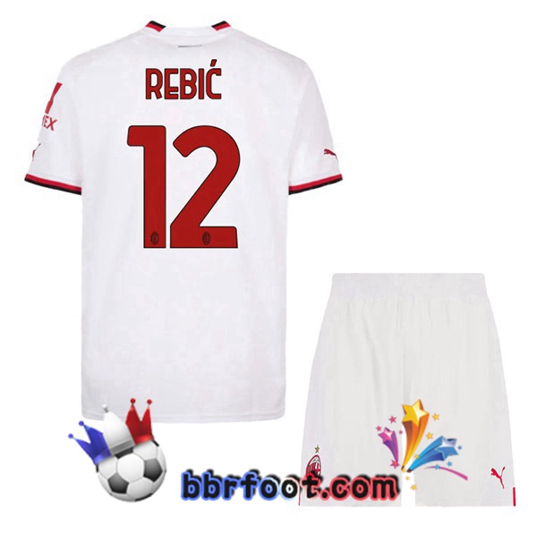 Maillot Foot AC Milan (A. REBIĆ 12) Enfant Exterieur Blanc 2022/2023
