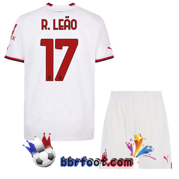 Maillot Foot AC Milan (R. LEÃO 17) Enfant Exterieur Blanc 2022/2023