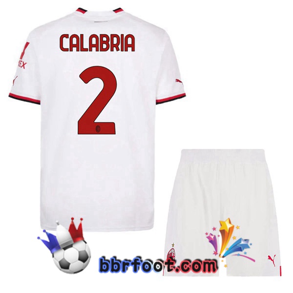 Maillot Foot AC Milan (CALABRIA 2) Enfant Exterieur Blanc 2022/2023 Maillot Foot AC Milan (CALABRIA 2) Enfant Exterieur Blanc 2022/2023