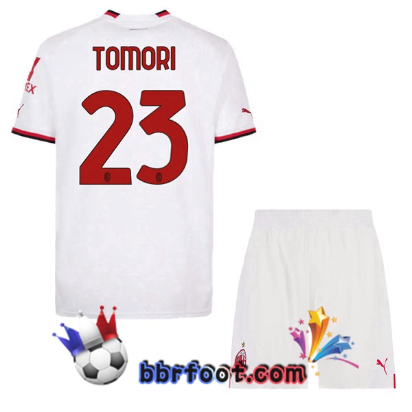 Maillot Foot AC Milan (TOMORI 23) Enfant Exterieur Blanc 2022/2023