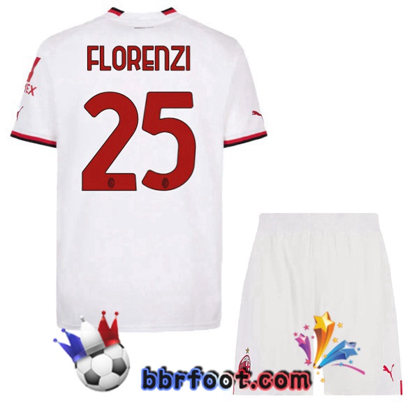 Maillot Foot AC Milan (FLORENZI 25) Enfant Exterieur Blanc 2022/2023 Maillot Foot AC Milan (FLORENZI 25) Enfant Exterieur Blanc 2022/2023