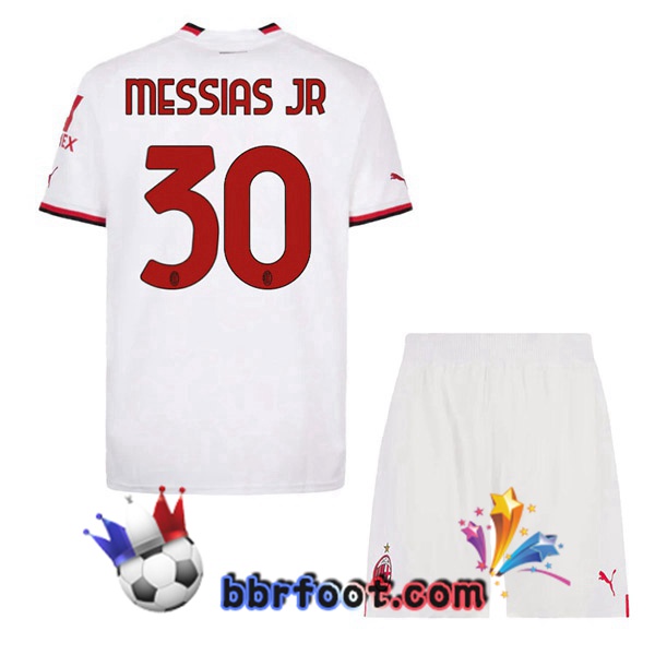 Maillot Foot AC Milan (MESSIAS JR 30) Enfant Exterieur Blanc 2022/2023