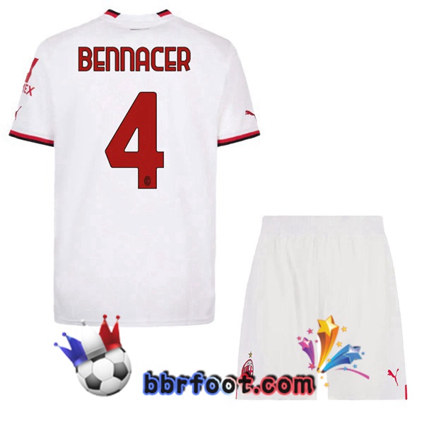Maillot Foot AC Milan (BENNACER 4) Enfant Exterieur Blanc 2022/2023