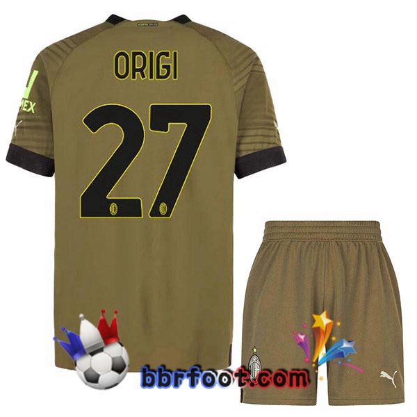 Maillot Foot AC Milan (MALDINI 27) Enfant Third Marron 2022/2023
