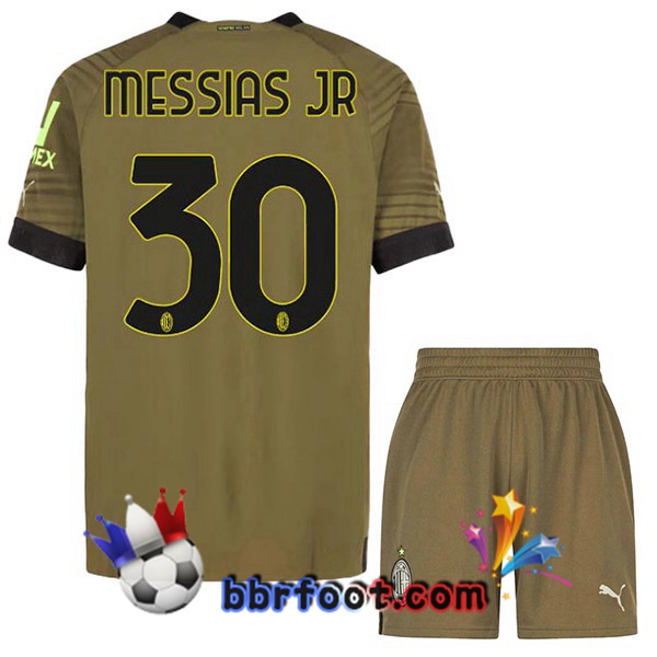 Maillot Foot AC Milan (MESSIAS JR 30) Enfant Third Marron 2022/2023