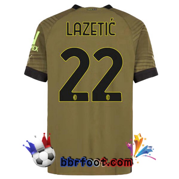 Maillot Foot AC Milan (LAZETIĆ 22) Third Marron 2022/2023