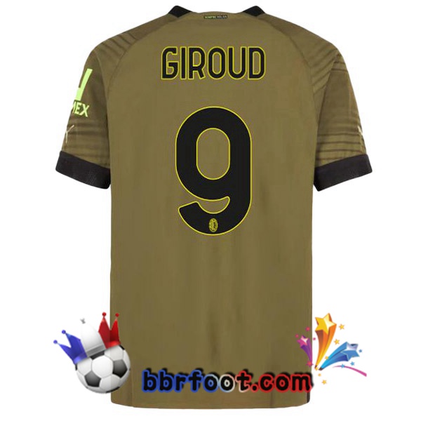 Maillot Foot AC Milan (GIROUD 9) Third Marron 2022/2023