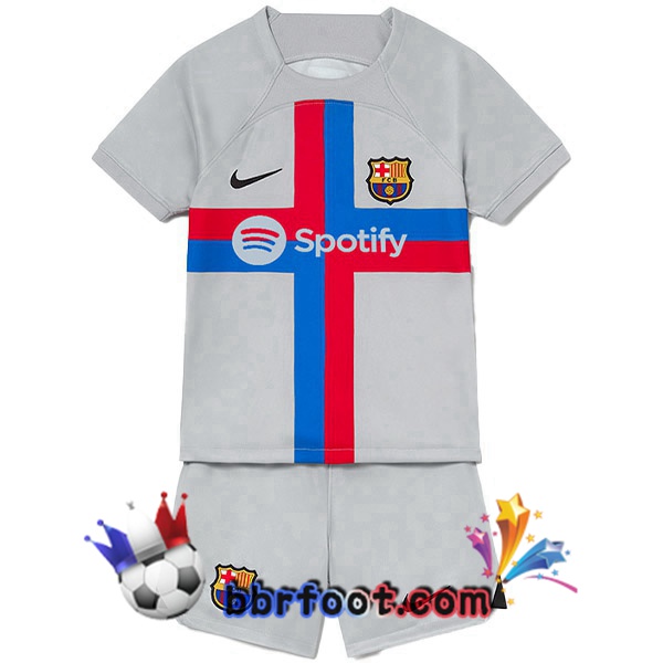 Maillot Foot FC Barcelone Enfant Third Gris 2022/2023 Maillot Foot FC Barcelone Enfant Third Gris 2022/2023