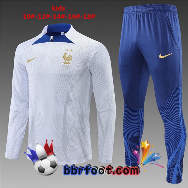 Survetement Foot France Enfant Blanc 2022/2023
