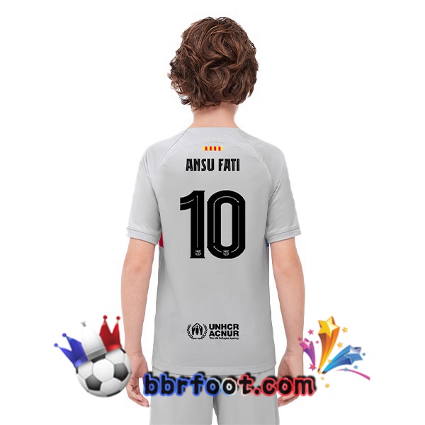 Maillot Foot FC Barcelone (ANSU FATI 10) Enfant Third Gris 2022/2023