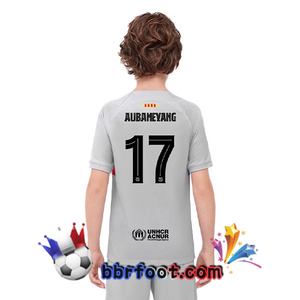 Maillot Foot FC Barcelone (AUBAMEYANG 17) Enfant Third Gris 2022/2023
