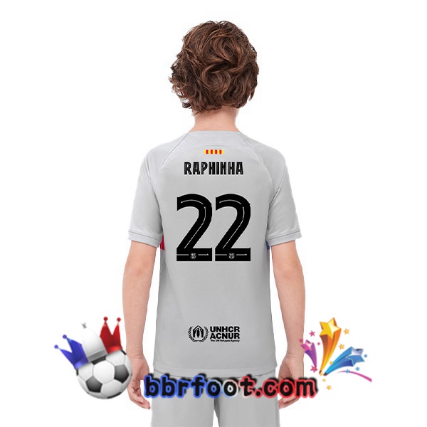 Maillot Foot FC Barcelone (RAPHINHA 22) Enfant Third Gris 2022/2023