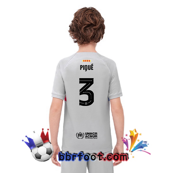 Maillot Foot FC Barcelone (PIQUÉ 3 ) Enfant Third Gris 2022/2023