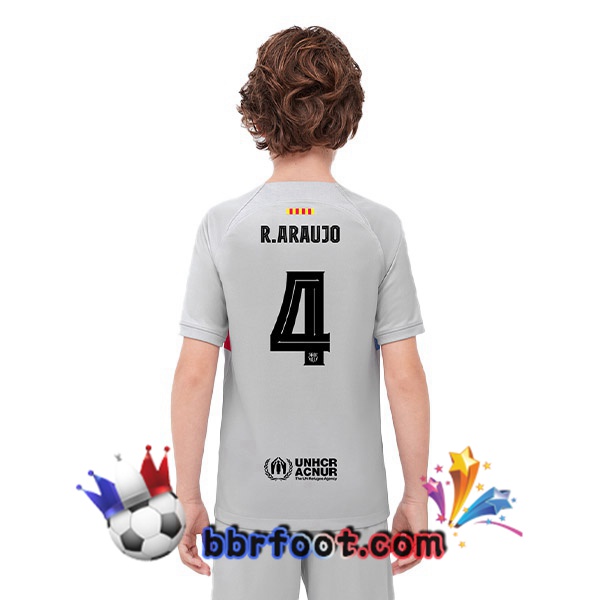 Maillot Foot FC Barcelone (R. ARAUJO 4) Enfant Third Gris 2022/2023