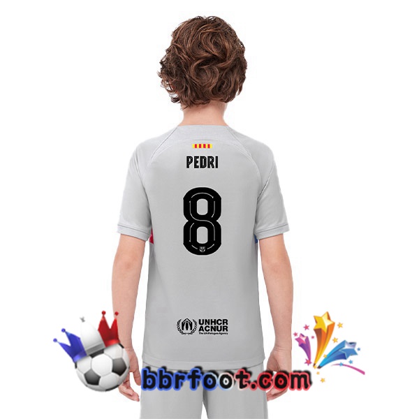 Maillot Foot FC Barcelone (PEDRI 8) Enfant Third Gris 2022/2023