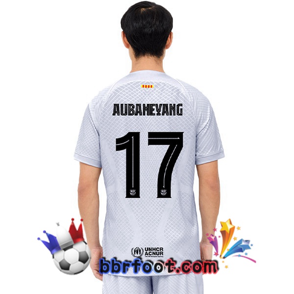 Maillot Foot FC Barcelone (AUBAMEYANG 17) Third Gris 2022/2023