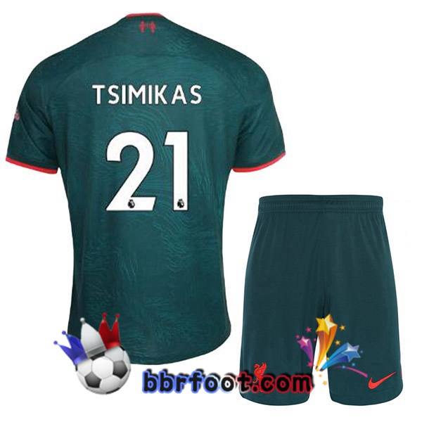 Maillot Foot FC Liverpool (TSIMIKAS 21) Enfant Third Vert 2022/2023