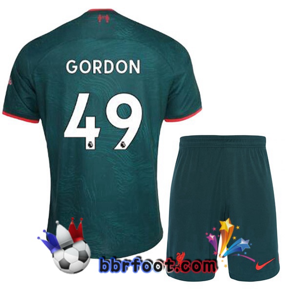 Maillot Foot FC Liverpool (GORDON 49) Enfant Third Vert 2022/2023