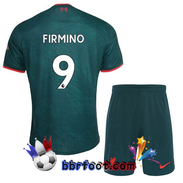 Maillot Foot FC Liverpool (FIRMINO 9) Enfant Third Vert 2022/2023
