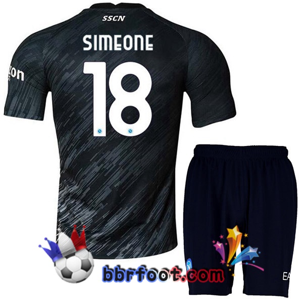 Maillot Foot SSC Naples (Simeone 18) Enfant Third Noir 2022/2023