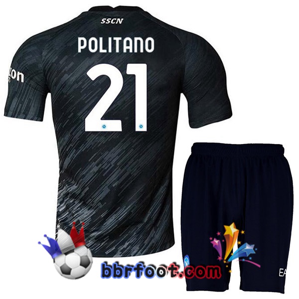 Maillot Foot SSC Naples (Politano 21) Enfant Third Noir 2022/2023