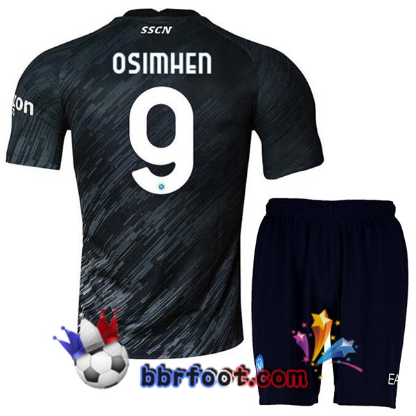 Maillot Foot SSC Naples (Osimhen 9) Enfant Third Noir 2022/2023