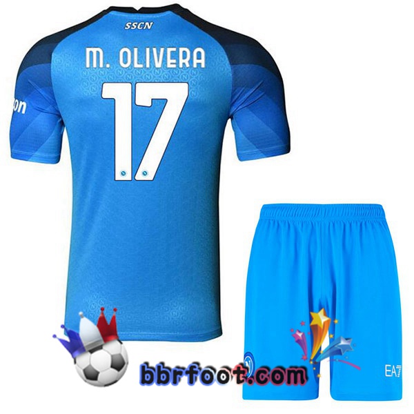 Maillot Foot SSC Naples (M. Olivera 17) Enfant Domicile Bleu 2022/2023