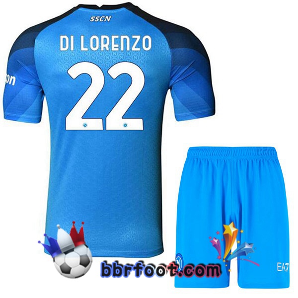 Maillot Foot SSC Naples (Di Lorenzo 22) Enfant Domicile Bleu 2022/2023