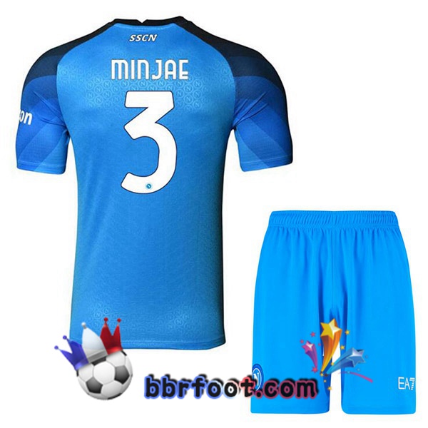 Maillot Foot SSC Naples (Minjae 3) Enfant Domicile Bleu 2022/2023