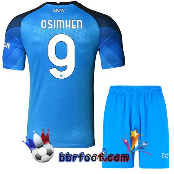 Maillot Foot SSC Naples (Osimhen 9) Enfant Domicile Bleu 2022/2023