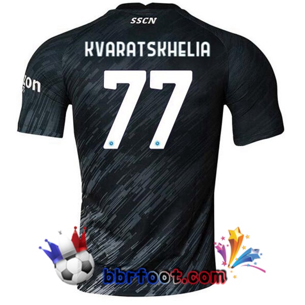 Maillot Foot SSC Naples (Kvaratskhelia 77) Third Noir 2022/2023